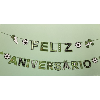 Grinalda Feliz Aniversário 5m - 24 pças futebol