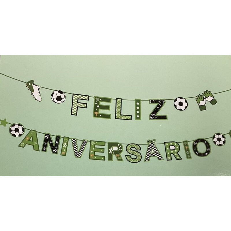 Grinalda Feliz Aniversário 5m - 24 pças futebol
