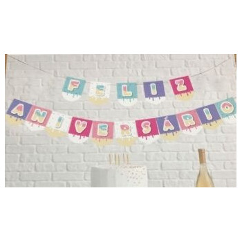 Grinalda Feliz Aniversário 5m - 16 pças Gelados