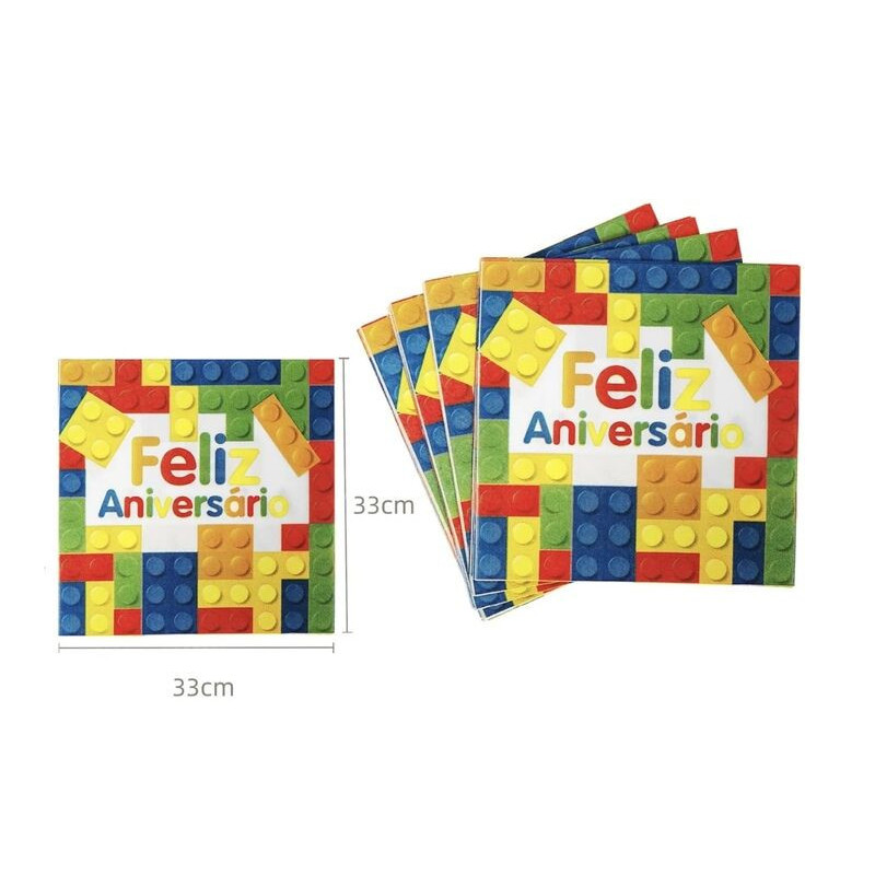 16 guardanapos de papel 33x33cm Lego
