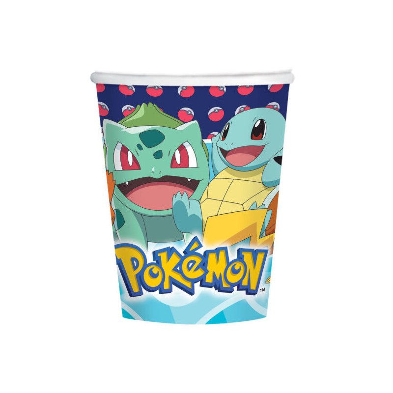 8 Copos de papel 250ml Pokémon