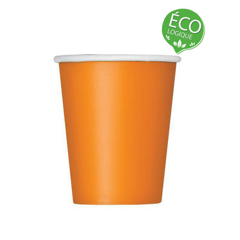 14 copos papel laranja 270 ml