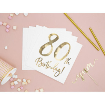 20 Guardanapos 33x33 cm 80st aniversário