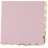 16 Guardanapos 33x33cm Rosa Claro Rebordo Dourado