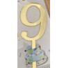 Nº 9 dourado acrilico