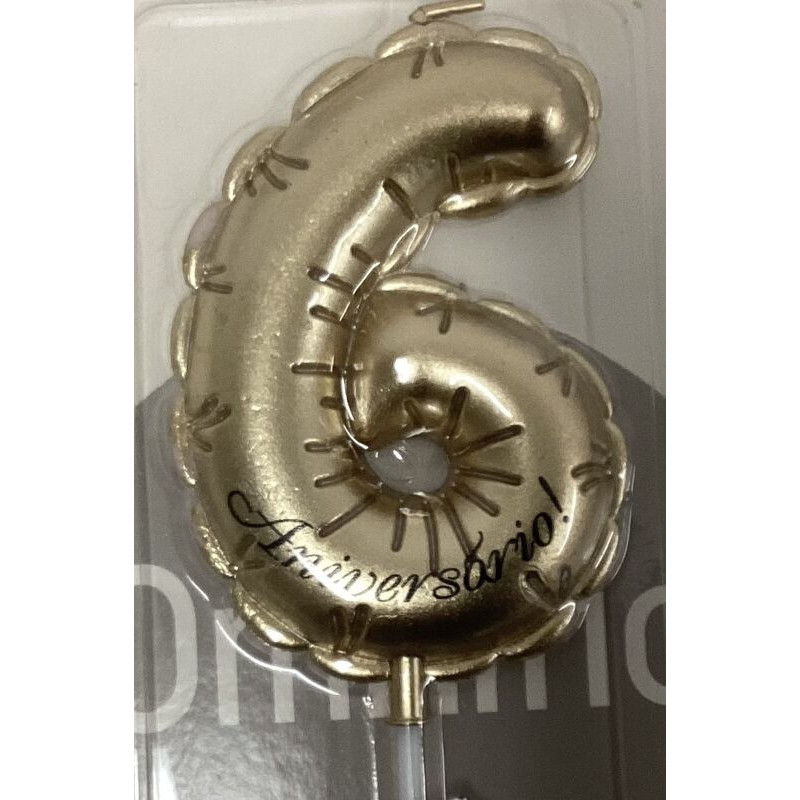 vela de aniversário 14 cm dourada Nº 6