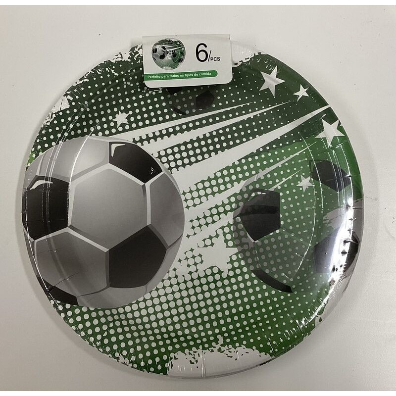 6 pratos futebol 23 cm