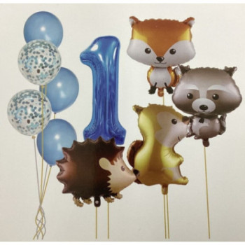 Kit balões 1º aniversário Animais do Bosque - 10 pças