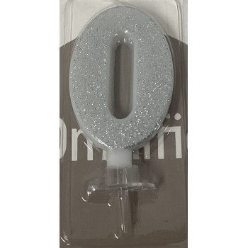 Vela 7 cm prata com brilhantes nº 0