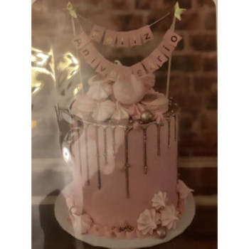 Topo Bolo bandeira Feliz Aniversário