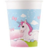 8 copos de papel 200ml unicórnio