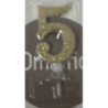Vela 7 cm dourada com brilhantes nº 5