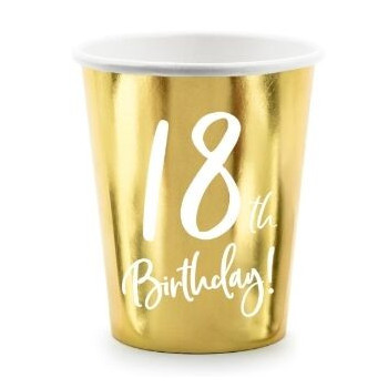 6 copos dourados 18 anos 220 ml