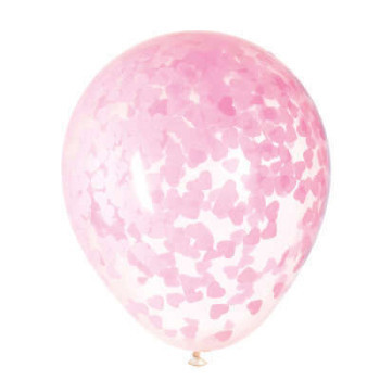 5  Pink Hearts Baby Shower Clear Balloons 16 polegadas
