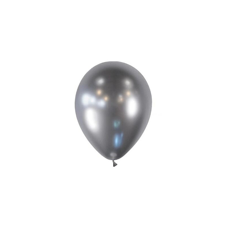 50 balões latex 12" 30 cm Baloonia prata brilhante
