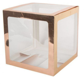 Cubo transparente para balões rose gold 30cm