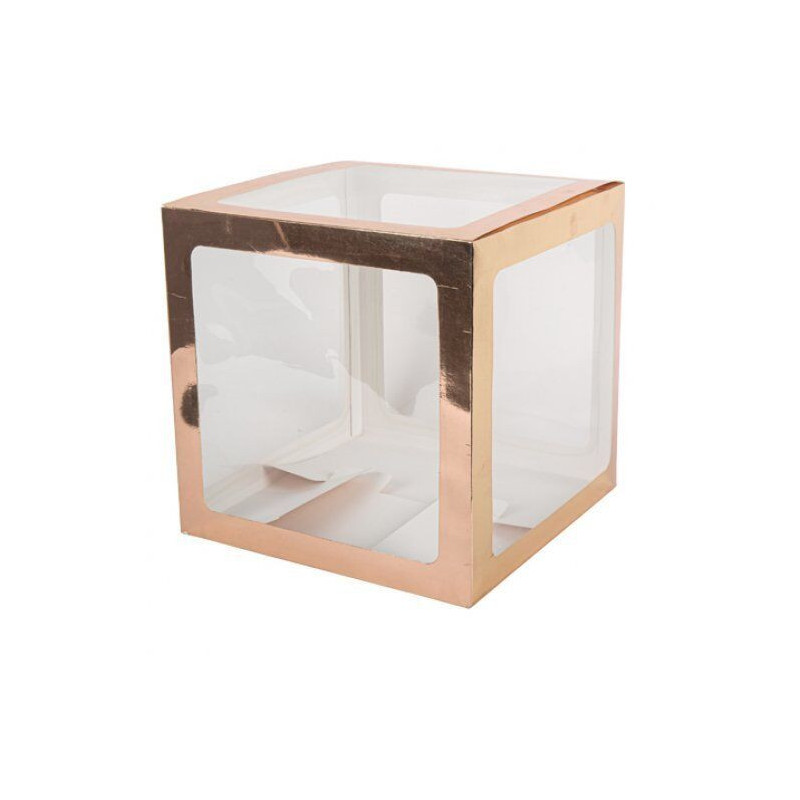 Cubo transparente para balões rose gold 30cm