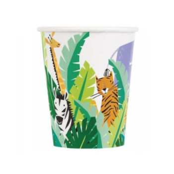 8 copos de papel 270ml animal safari