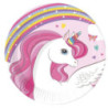 8 pratos 20cm unicórnio Rainbow