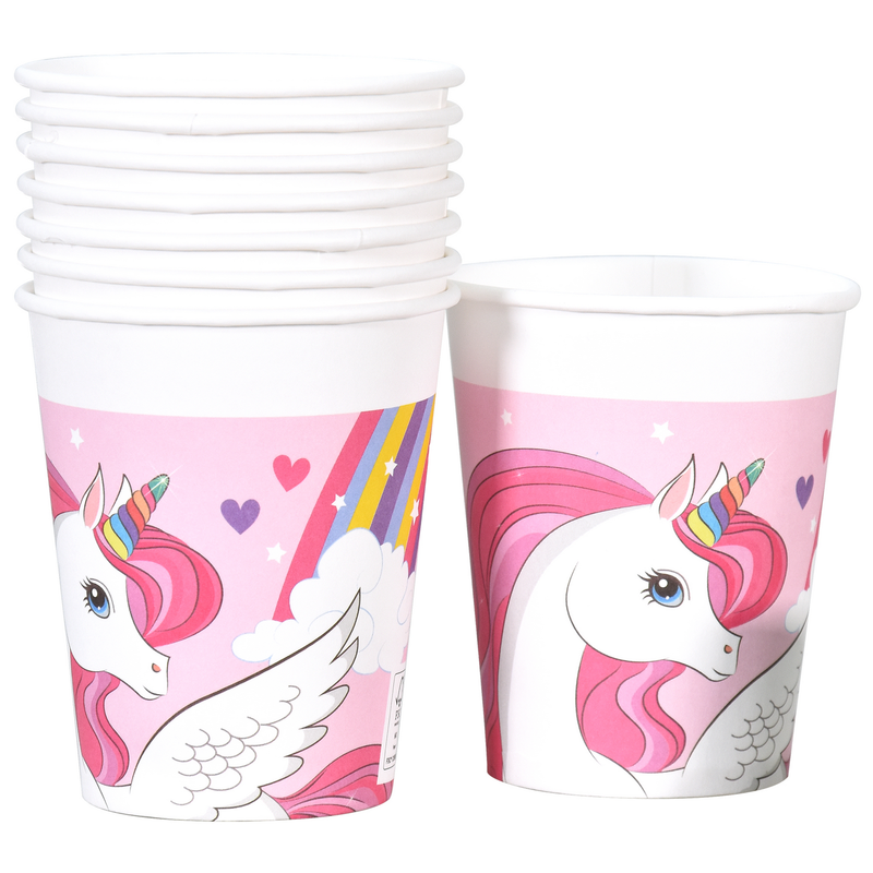 8 copos papel 200ml unicórnio Rainbow