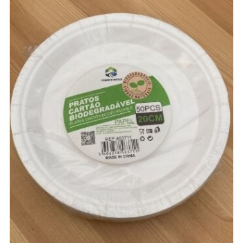 Pratos de cartão biodegradáveis 8p 50pcas