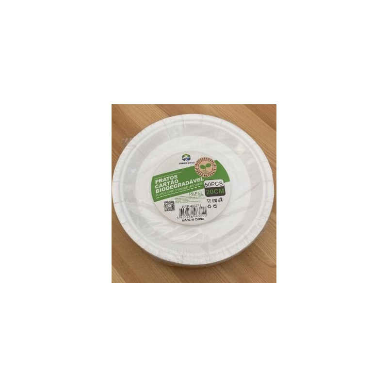 Pratos de cartão biodegradáveis 8p 50pcas