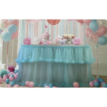 Saia de mesa azul 70x180 cm tule