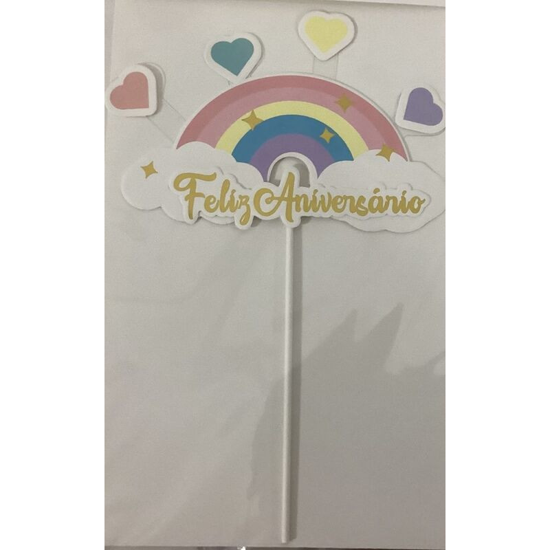 Topo de bolo chuva de amor / arco íris
