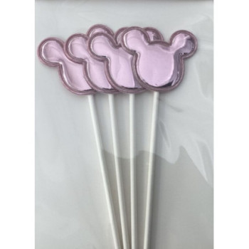 Topo de bolo 4 pcas 12cm silhueta minnie rosa