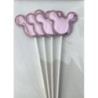 Topo de bolo 4 pcas 12cm silhueta minnie rosa