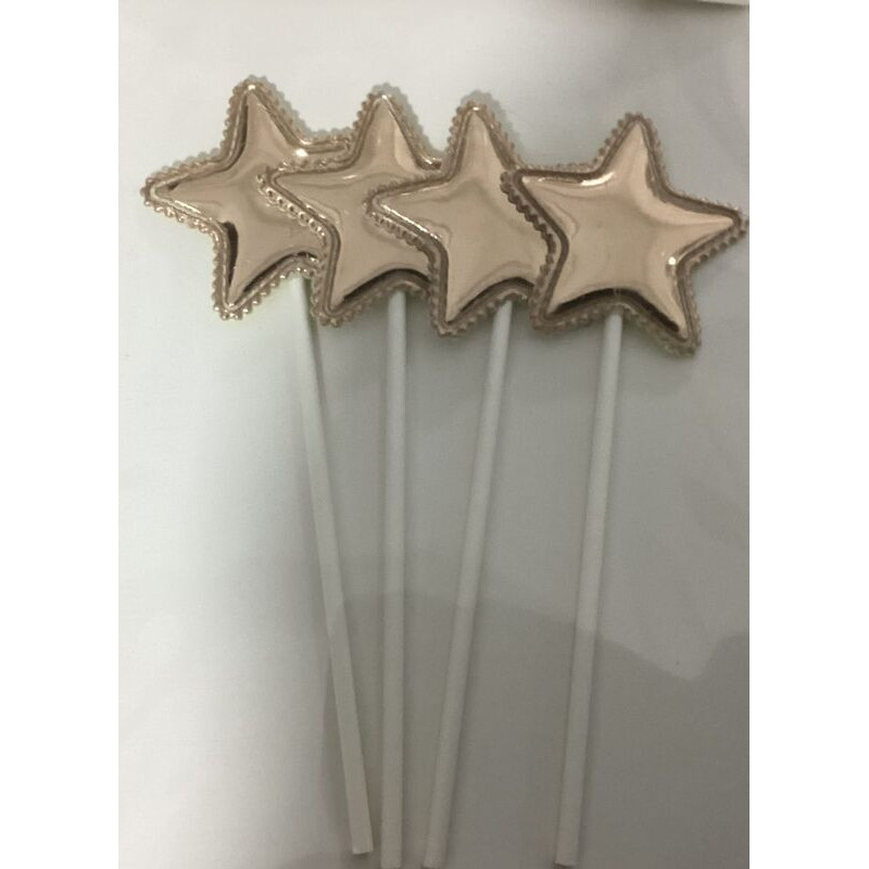 Topo de bolo 4 pcas estrelas rose gold