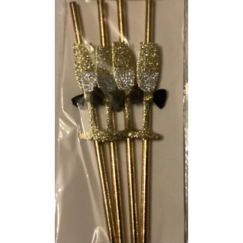 Palhinhas de papel 4 pcas copos de champanhe dourado 19,5c,m