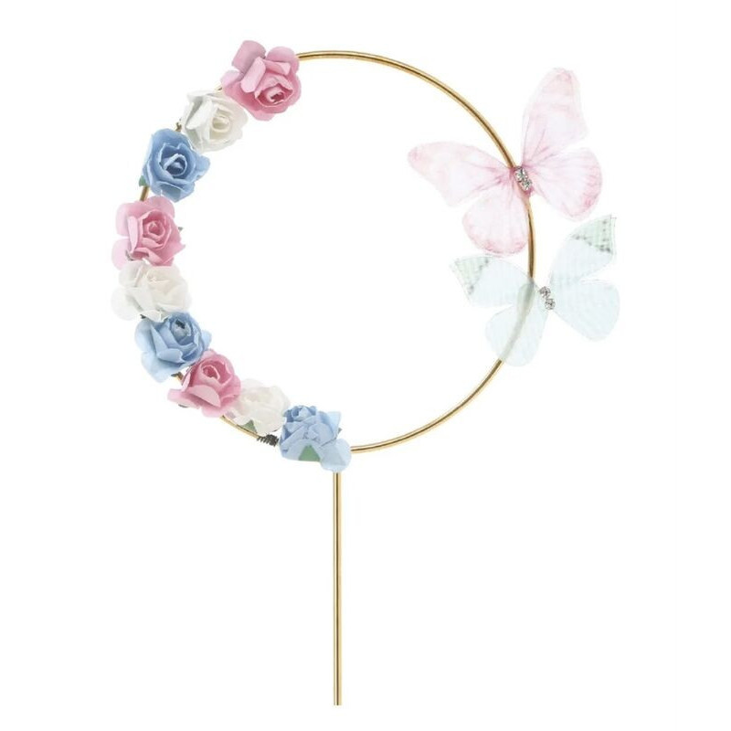 Topo de bolo flores em arco 19,5 cm
