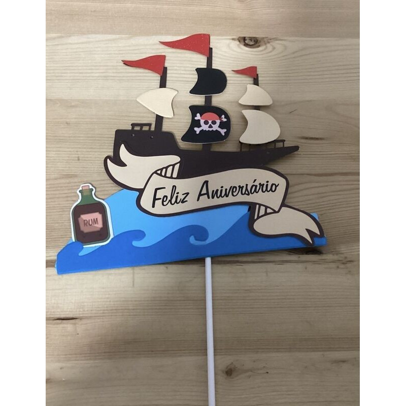 Topo de bolo 1 pca piratas