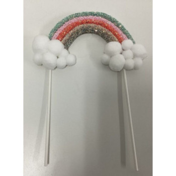 Topo de bolo arco íris com brilhantes 18cm