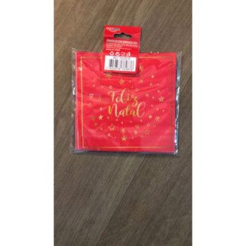 16 guardanapos 33x33cm vermelhos Feliz Natal