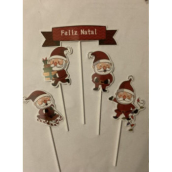 Topo de bolo Natal 5 peças 16cm