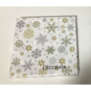 20 guardanapos 33x33cm gold and silver snowflakes