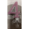 Vela 7cm rosa com brilhantes nº4