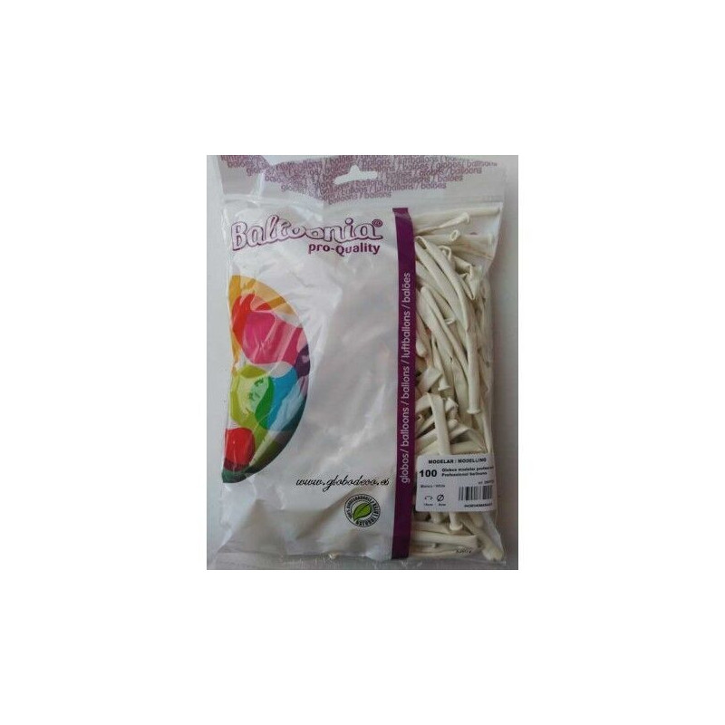 100 balões de latex balloonia de modelar branco