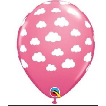 5 balões latex rosa nuvens brancas