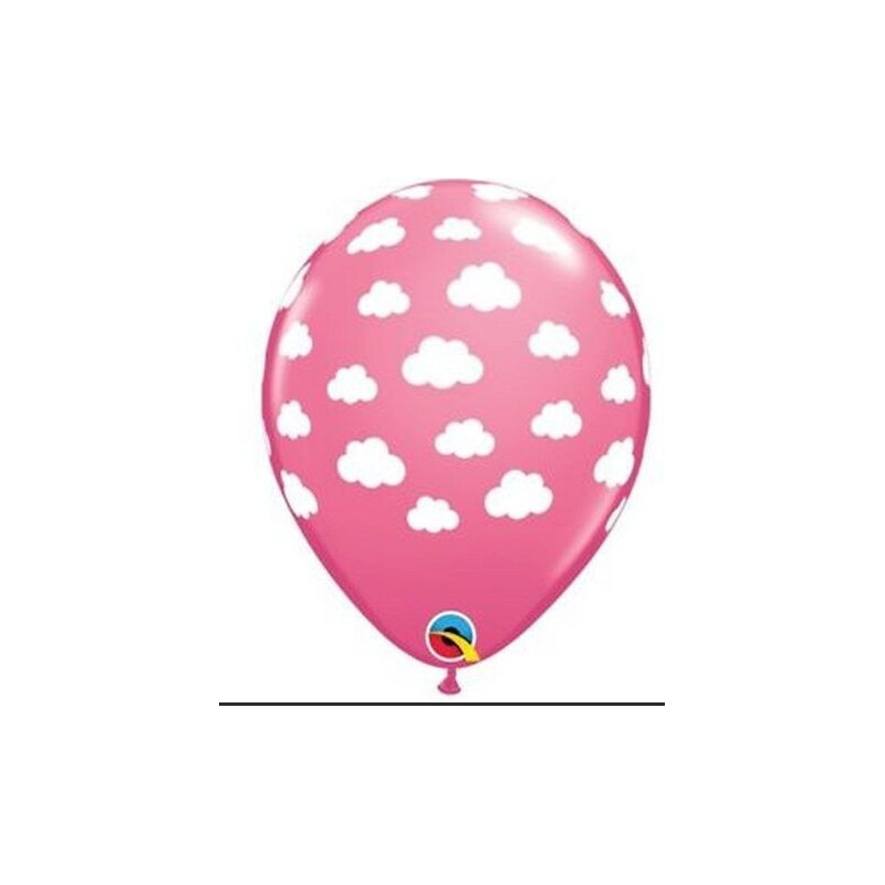 5 balões latex rosa nuvens brancas
