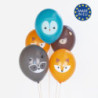 5 balões de latex  30cm Animais do Bosque