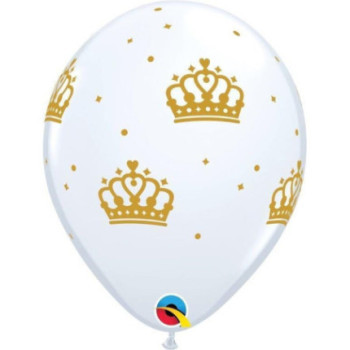 6 balões latex 11” Qualatex coroas douradas