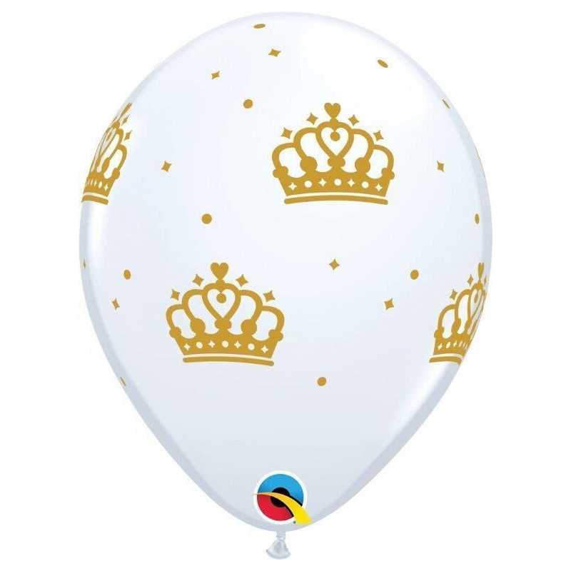 6 balões latex 11” Qualatex coroas douradas