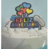 Topo de bolo Feliz Aniversário colorido com corações 22cm