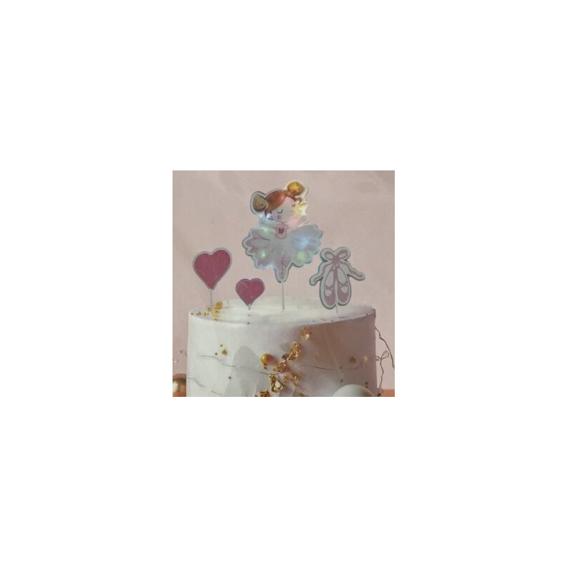 Topo de bolo 22,5cm 4 pças bailarina com luzes
