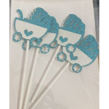 Topo de bolo 4 peças 13,3cm bebé azul