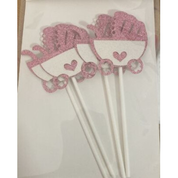 Topo de bolo 4 peças 13,3cm bebé rosa