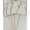 Topo de bolo 4 peças 14,8cm vestido branco